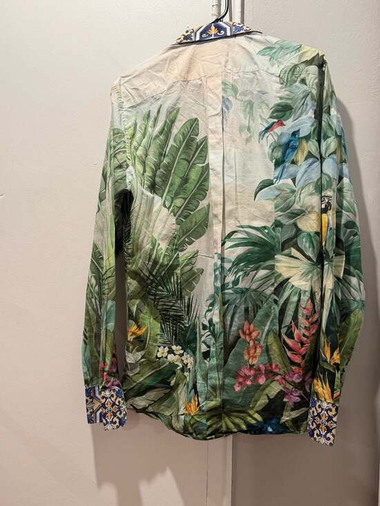 Dolce & Gabbana Other - Dolce & Gabbana Gold Fit Tropical Jungle Forest Print Button-Down Shirt